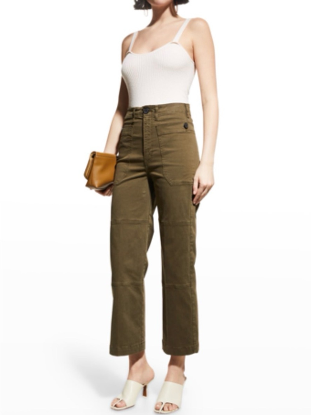Frame Oversized Pocket Utility Pants in Washed Fatigue (Olive Green) - Sz 29